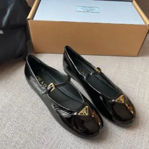 Ballet black patent leather flats, view 2