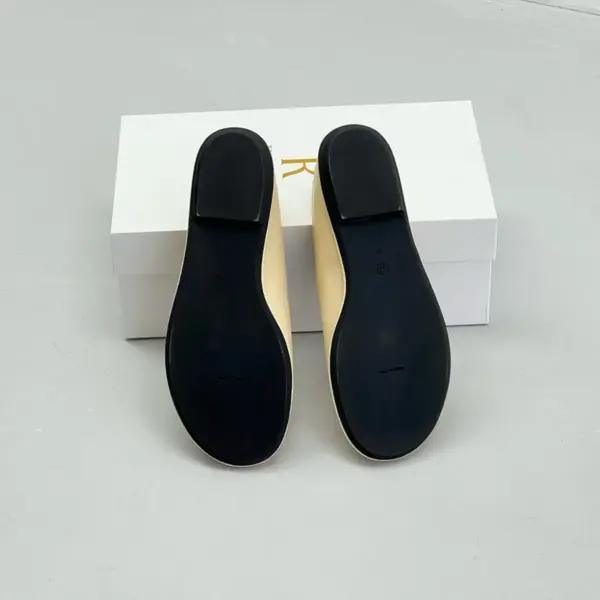Beige leather flats, view 1