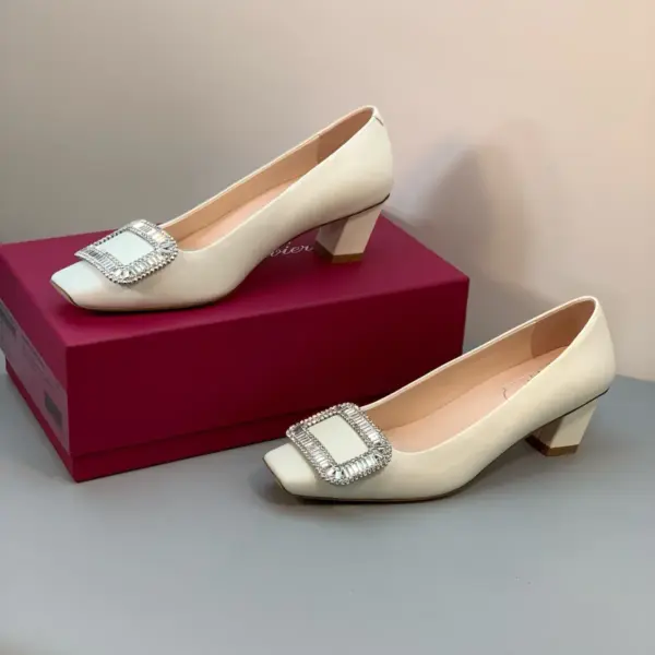 Beige leather heels, view 1