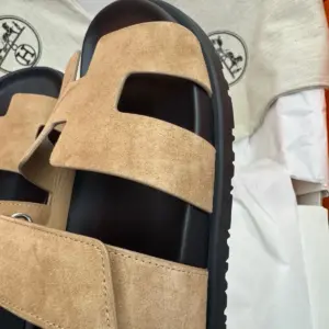 Beige leather sandals, view 2