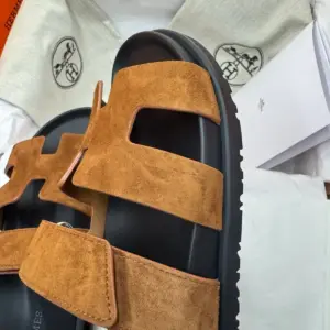 Beige leather sandals, view 4