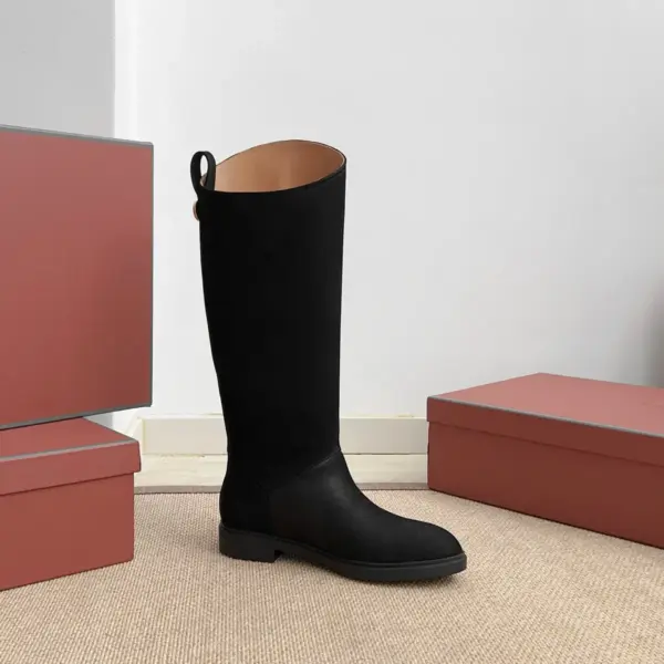 Black leather boots, view 1