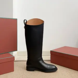 Black leather boots, view 5