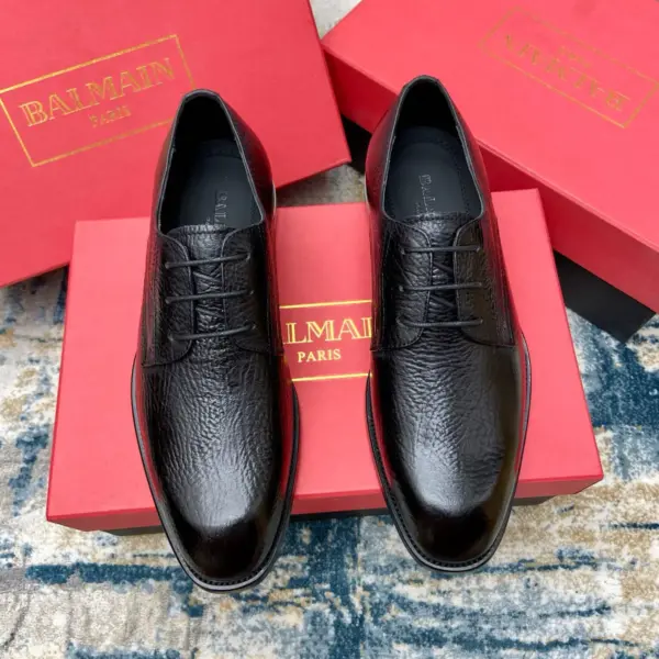 Black leather derby shoes, view 1