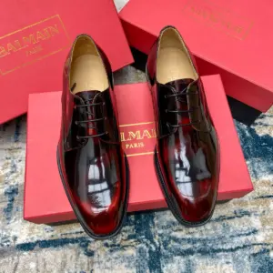 Black leather derby shoes, view 2