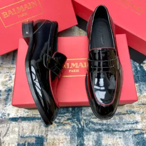 Black leather derby shoes, view 4