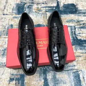 Black leather derby shoes, view 5