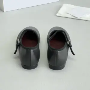Black leather flats, view 4