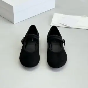 Black leather flats, view 5