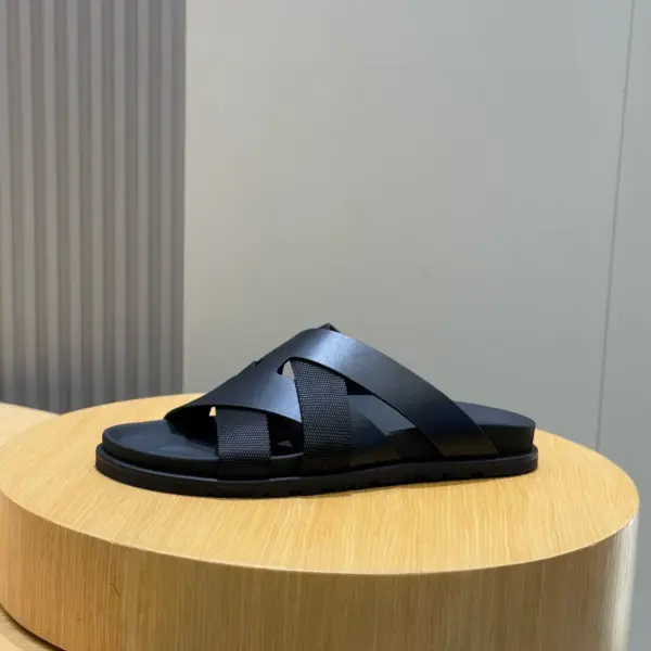 Black leather sandals, view 1