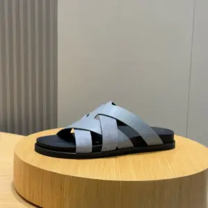 Black leather sandals, view 2