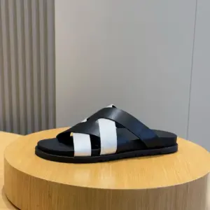 Black leather sandals, view 3