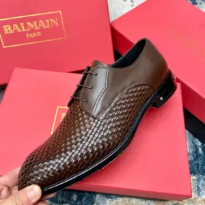 Black patent leather derby shoes, view 5