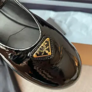 Black patent leather flats, view 2