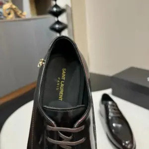 Black patent leather loafers, view 3
