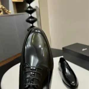 Black patent leather loafers, view 4