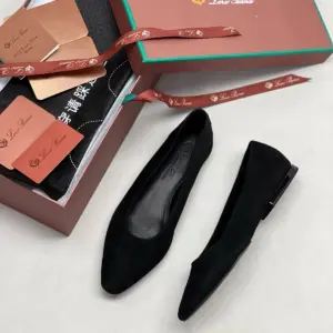 Black satin flats, view 2