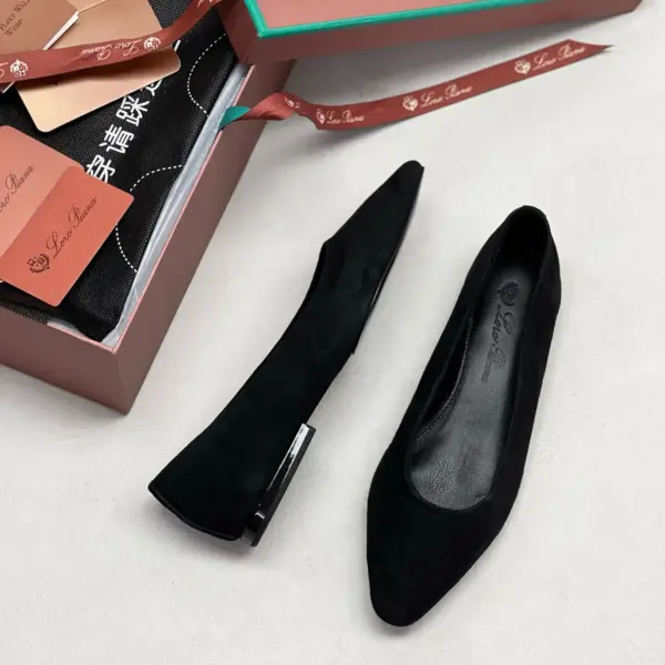 Black suede flats, view 1
