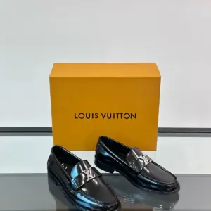 Blue leather loafers, view 5