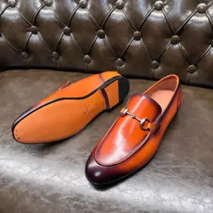 Blue suede loafers, view 4