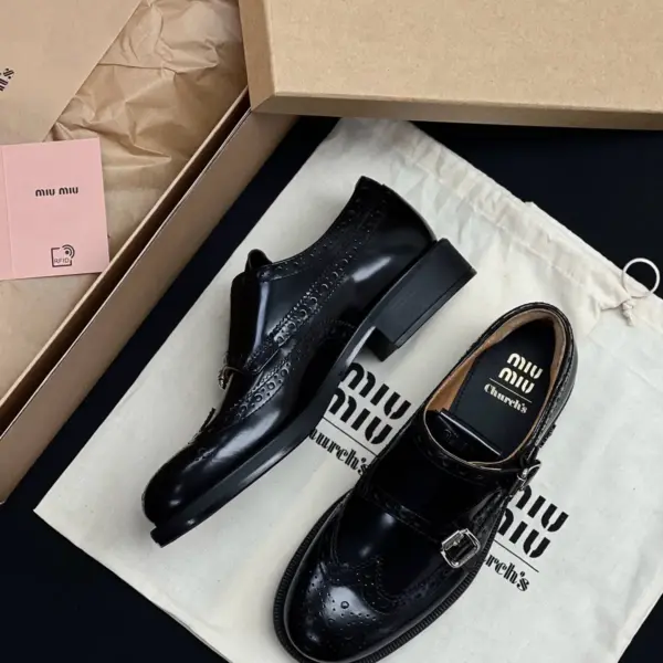 Brogue black patent leather derby shoes, view 1