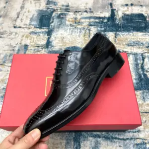 Brown leather derby shoes, view 2