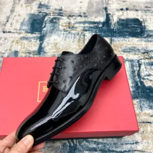 Brown leather derby shoes, view 3