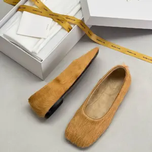 Brown leather flats, view 2