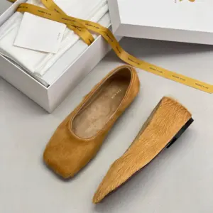 Brown leather flats, view 4
