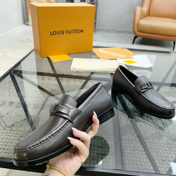 Brown leather loafers, view 1