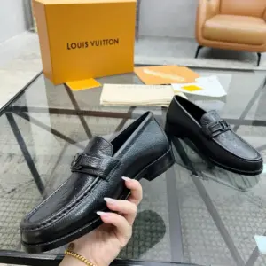 Brown leather loafers, view 4
