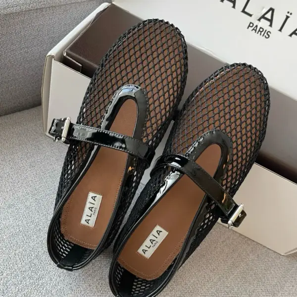 Brown mesh flats, view 1