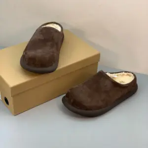 Brown suede slippers, view 3
