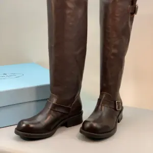 Buckle black leather boots, view 3
