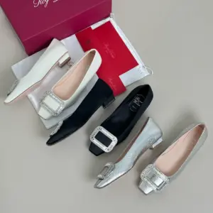 Buckle black leather heels, view 5