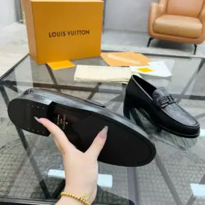 Buckle black leather loafers, view 2