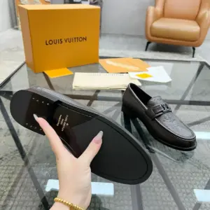 Buckle black leather loafers, view 5