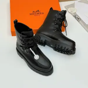 Buckle brown leather boots, view 5