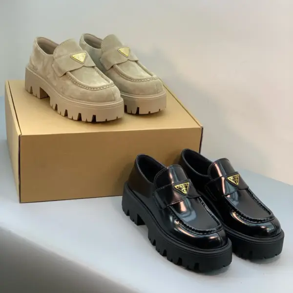 Buckle brown leather loafers, view 1