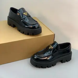 Buckle brown leather loafers, view 2