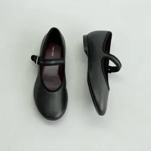 Buckle grey leather flats, view 2