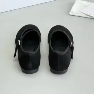 Buckle grey leather flats, view 5