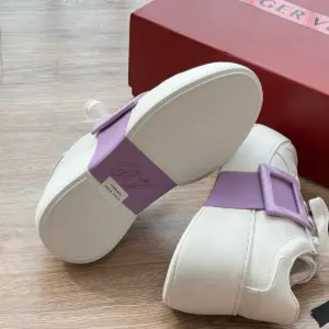 Buckle white leather sneakers, view 3