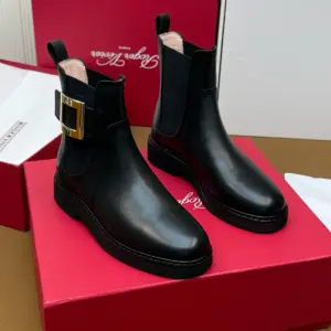 Burgundy leather boots, view 3