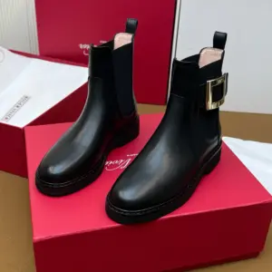 Burgundy leather boots, view 4