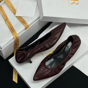 Burgundy leather heels, view 3