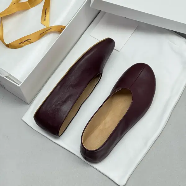 Burgundy leather loafers, view 1