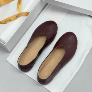 Burgundy leather loafers, view 3