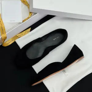 Burgundy satin flats, view 5