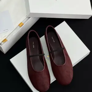 Burgundy suede flats, view 3